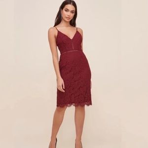 NWT ASTR the Label - Lace Midi Dress - Wine - Size M